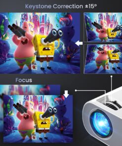 HOMPOW Projector, Native 1080P Full HD Bluetooth Projector with Speaker, 9500 Lumens Outdoor Portable Movie Mini Projector Compatible with Laptop, Smartphone, TV Stick, Xbox, PS5 white 26 81MDVFm0mtL