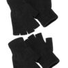 SATINIOR 2 Pair Unisex Half Finger Gloves Winter Stretchy Knit Fingerless Gloves in Common Size Black