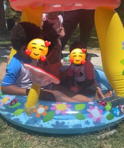 INTEX 57114EP Mushroom Baby Pool: Built-In Mushroom Shade – Soft Inflatable Floor – Durable Vinyl – Ages 1-3 – 40" x 35" 28 81ME4QREcdL