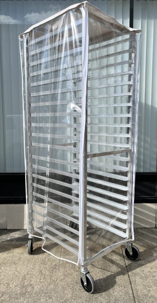 High quality Long-lasting use Durable Clear Vinyl COVER, Bakery Food Pan Sheet Rack Transparent COVER with 3 Zippers. Made in USA. (23"W x 28"L x 61"H) 23"W x 28"L x 61"H