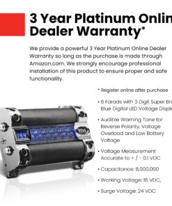 BOSS Audio Systems CAP8 8 Farad Car Capacitor - Energy Storage, Enhanced Bass From Stereo, Warning Reverse Polarity Tone, Voltage Overload Low Battery Voltage Led, For Amplifier and Subwoofer 20 81MFHEcHL