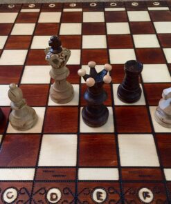 Wegiel Handmade European Ambassador Chess Set - Wooden 21 Inch Beech & Birch Board with Felt Base - Carved Hornbeam & Sycamore Wood Chess Pieces Ambassador - Brown 92 81MITlG8mvL