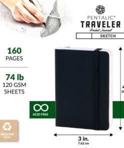 Pentalic 3" x 4" Pocket Sketchbook Traveler Journal, 160 Pages, Black 3-inch x 4-inch, Black Sketch/Blank 24 81MJWkzz9jL