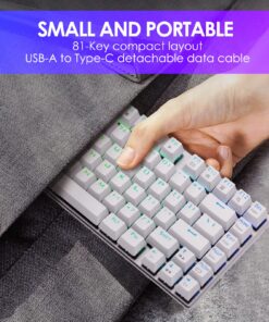 HUO JI Z88 Z-88 RGB Mechanical USB Gaming Keyboard, Blue Switch , LED Backlit, Water Resistant, Compact 81 Keys Anti-Ghosting for Mac, PC, White 81 keys, blue switch 23 81MK1 BmL