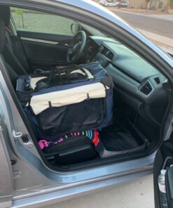 PetLuv-Happy Cat Premium Cat Carrier Soft Sided Foldable Top & Side Loading Pet Crate & Carrier Locking Zippers Shoulder Straps Seat Belt Lock Plush Pillow 24.0"L x 16.0"W x 16.0"H Navy Blue 38 81MKOqc nL