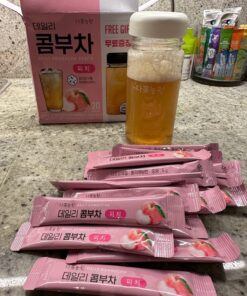 Garden Kombucha Tea, Powder 5g x 20 Sachets (100g/3.52oz) Probiotics, Prebiotics, Sugar Free, Black Tea, Healthy Drink with Bottle (FREE BOTTLE SHAKER) (Peach) Peach 40 81MKS SoXdL