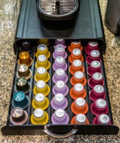 Mind Reader Nespresso Compatible Capsule Drawer, Countertop Organizer Coffee Pod Holder, Storage, 9.25" L x 15" W x 2" H, 9.21 x 15.94 x 2.36, Black 31 81MNNVmQjuL