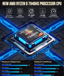 Alternative view of GMKtec Mini Gaming PC AMD Ryzen 9 7940HS 2TB PCIe4.0 SSD 32GB DDR5 5600 MHz RAM, Desktop Mini Computers Windows 11 pro, Radeon 780M Graphics, 2.5Gbps LAN, HDMI 2.1, 8K USB 4.0