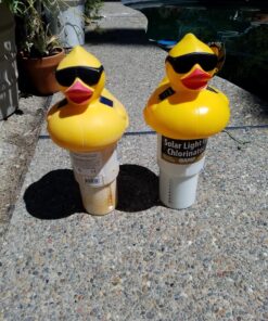 GAME 8002 Solar Light-Up Derby Pool 3”-Tablet Chlorine Dispenser LED Light Sensor Expandable Basket Adjustable Flow Rate Duck, Tiki, Globe, Pineapple, and Volcano, Older Version 48 81MOsXLR49L