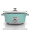 BLACK+DECKER 7 Quart Dial Control Slow Cooker with Built in Lid Holder, Teal Pattern Teal Wave 15 81MPFAlw8bL