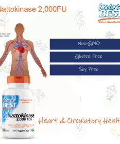 Doctor's Best Nattokinase - 2, 000 FU of Enzyme, Supports Heart Health & Circulatory & Normal Blood Flow, Non-GMO, Gluten Free, Vegan, 90 VC (DRB-00125) 90VC 23 81MPqGY2afL 1