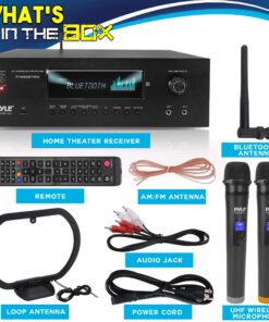 Pyle 1000W Bluetooth Home Theater Karaoke Receiver - 5.2-Ch Stereo Amplifier 2 UHF Wireless Microphone Video Pass-Through Supports, MP3/USB/HDMI/AM/FM Radio - Pyle PT888BTWM , Black 14 81MU6UBUelL