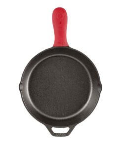 Lodge Cast Iron Skillet with Red Silicone Hot Handle Holder, 10.25-inch 28 81MUfUoEZBL
