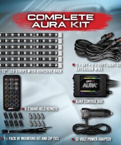 Alternative view of OPT7 Aura Interior Car Lights with Remote Control, Color Change, Music Sync Inside Ambient Lighting Kit, LED Lights for Car Truck Under Dash Accessories, Charger Adapter 12V, 6pc Single Row LED Strip RGB