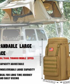 outdoor plus Extra Large Camping Backpack For Men, Military Molle Hiking 2 Daypack 60L70L85L Waterproof Backpacking Rucksack A2-70l/85l-brown-23" High 9 81MWSrrBE3L