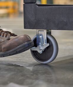 Rubbermaid Commercial Products 2-Shelf Utility/Service Cart, Medium, Lipped Shelves, Ergonomic Handle, 500 Lbs Capacity, for Warehouse/Garage/Cleaning/Manufacturing (FG452088BlA) Black 42 81MWbSXfGZL