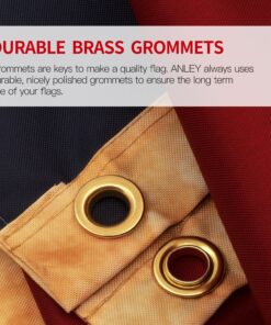 ANLEY Vintage Style Tea Stained American US Flag 3x5 Foot Nylon - Embroidered Stars and Sewn Stripes - 4 Rows of Lock Stitching - Antiqued USA Banner Flags with Brass Grommets 3 X 5 Ft 24 81MWkVTalOL