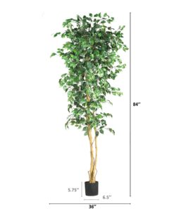 Nearly Natural 7ft. Ficus Artificial Tree, Green 84 in Trees 28 81MYHbpprL