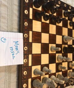 Wegiel Handmade European Ambassador Chess Set - Wooden 21 Inch Beech & Birch Board with Felt Base - Carved Hornbeam & Sycamore Wood Chess Pieces Ambassador - Brown 106 81MZhq3L8RL