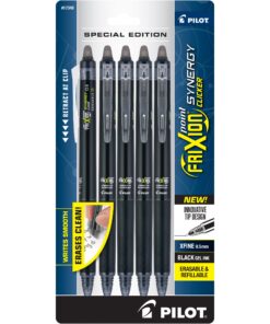 PILOT FriXion Synergy Clicker Erasable, Refillable & Retractable Gel Ink Pens, 0.5mm Extra Fine Point, Black Ink, 5-Pack 1 Count (Pack of 1)