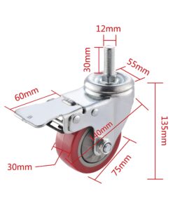 Alternative view of SungMi 4 Pack 3" Heavy Duty Caster Wheels PVC Threaded Stem Swivel Casters with 360 Degree Blue Wheels (4 with Brakes) Nuts Included SM-AMS-240008 4 with Brakes