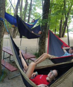 Pro Venture Hammock Straps and Carabiners Set | 22 Feet Total, 44+2 Loops | 1200lbs Breaking Strength (500lbs Rated) | Non-Stretch, Lightweight, Portable - Quick Setup | Heavy Duty, Tree Friendly 11 Feet. Blue 18 81MdiaImokL