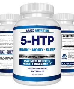 Arazo Nutrition 5-HTP 200 MG Plus Calcium for Mood, Sleep – Supports Calm and Relaxed Mood – 99% High Purity – 120 Capsules 24 81Mf2PqWefL