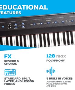Alesis Recital – 88 Key Digital Piano Keyboard with Semi Weighted Keys, 2x20W Speakers, 5 Voices, Split, Layer and Lesson Mode, FX and Piano Lessons Piano Only 27 81MgBke4VHL