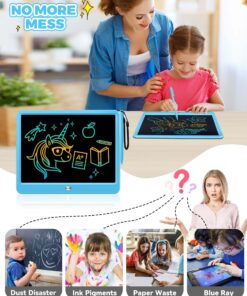 KOKODI 12 Inch LCD Writing Tablet with Anti-Lost Stylus, Erasable Doodle Board Colorful Toddler Drawing Pad, Car Travel School Games Toys for 3 4 5 6 7 8 Kids, Birthday Gift for Girls Boys Adults Blue 16 81Mh43HONUL
