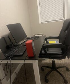 Amazon Basics Classic Puresoft PU Padded Mid-Back Office Computer Desk Chair with Armrest, 26"D x 23.75"W x 42"H, Black 38 81MiC6csTPL