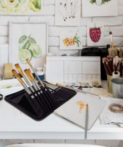 MyArtscape Paint Brushes - 15 Pc Art Brush Set for Watercolor, Acrylic, Oil & Face Painting | Short Handle Artist Paintbrushes with Travel Holder | 1 Year Warranty (Black) Black 23 81Mj8ZRn9AL