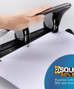 Bostitch Office EZ Squeeze Heavy Duty 3 Hole Punch, 40-Sheet Capacity, Use Less Force, Perfect for Home Office School Supplies, Sleek Design, Silver 1 31 81MjCy8DBaL