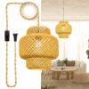 Plug in Pendant Light, Rattan Hanging Lights with Plug in Cord, Hand Woven Bamboo Lampshade Hanging Lamp with 15ft Hemp Rope, On/Off Switch, Plug in Pendant Light Fixture for Living Room Bedroom 17 81MjGZQK9OL