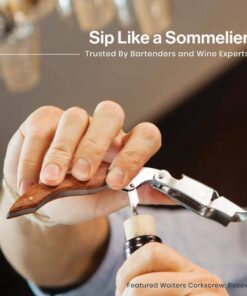 Hicoup Wine Opener - Professional Corkscrews for Wine Bottles w/Foil Cutter and Cap Remover - Manual Wine Key for Servers, Waiters, Bartenders and Home Use - Classic Rosewood 28 81Mk5glW9L