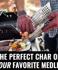 Grillaholics Grill Basket for Outdoor Grill - Durable Premium Stainless Steel Vegetable Grill Basket - XL Family Size BBQ Grill Basket - Perfect Grilling Accessories for Veggies, Fish, Shrimp & Kebabs 25 81Mkc fRk1L