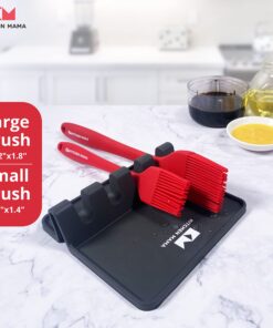 Kitchen Mama Silicone Basting Pastry Brush Gift: Set of 2 Heat Resistant Basting Brushes for Baking, Grilling, Cooking and Spreading Oil, Butter, BBQ Sauce, or Marinade. Dishwasher Safe (Red) Red 11 81MkcR1jL