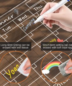 Magnetic Acrylic Calendar for Fridge,2 Pack 12"x16" Clear Fridge Calendar Dry Erase Magnetic Planning Boards Set Includes 6 Colorful Highlight Markers,Magnetic Pen Holder and Erase Towel Monthly Planner+Weekly Planner 25 81MlCH58SSL