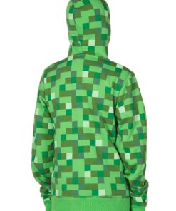 JINX Minecraft Big Boys' Creeper Zip-Up Costume Hoodie, with Mask Small Green 15 81MlNv0shQL