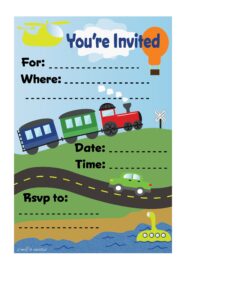 Transportation Train Themed Birthday Party Invitations - Fill In Style (20 Count) With Envelopes by m&h invites