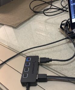 Sabrent 4-Port USB Hub, USB 3.0 Fast Data Hub with Individual LED Power Switches, 2 Ft Cable, Slim & Portable, for Mac & PC (HB-UM43) 38 81MmT9 XXxL