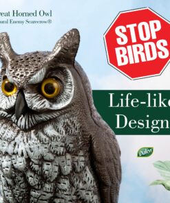 Dalen Fake Owl Decoy to Scare Birds Away from Gardens, Rooftops, and Patios - Scarecrow Provides Chemical-Free Pest Control - Safe and Humane, 16" Great Horned Owl 25 81MnLYBNnUL