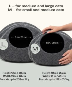 Alternative view of MEOWFIA Premium Felt Cat Bed Cave - Handmade 100% Merino Wool Bed for Cats and Kittens (Dark Shades) (Large, Dark Grey) Large