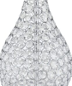 Possini Euro Design Kasey Modern Table Lamp 27" Tall Clear Acrylic Beaded Chrome Silver White Tapered Drum Shade for Bedroom Living Room House Home Bedside Nightstand Office Entryway Kids Family Acrylic Gourd Single 19 81MqkNX1ML