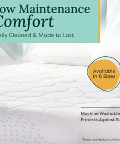 Zen Bamboo Mattress Pad Cover - Cooling Bed Topper & Waterproof Protector w/Deep Pockets, Queen Size, White 18 81MrliB1YPS