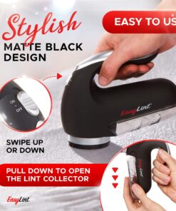 EasyLint Professional Lint Remover Fabric Shaver: The Sweater Shaver Pill Remover for Clothes & Furniture. Works with Batteries or A/C Power. Includes 2-Blades, Cleaning Brush, Case & Power Cord. 33 81MsAq3vj2L 1