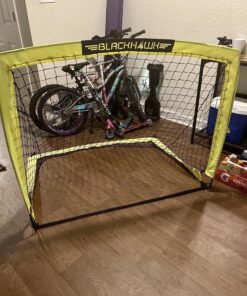 Franklin Sports Blackhawk Soccer Goal - Pop Up Backyard Soccer Nets - Foldable Indoor + Outdoor Soccer Goals - Portable Adult + Kids Soccer Goal 4' x 3' Optic Yellow 51 81MvLKW jL