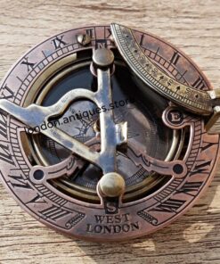 MAH Brass Magnetic Sundial Compass for Birthday, Grandfather, Baptism, Father's Day, Partner, Best Man, Anniversary, Farewell, Graduation, Christmas, Home Décor Vintage Style Sundial with Gift Box. 2.5 Inch Brass Round Sundial (Leather Case) 13 81MyYdOWOSL