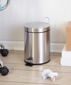 Alternative view of Honey-Can-Do Mini Stainless Steel Trash Can with Lid and Foot Pedal TRS-01449 Silver Modern