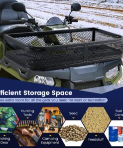 Goplus ATV Front Rack, Universal ATV Storage Rack, Heavy Duty Luggage Carrier with Metal Mesh Frame, ATV/UTV Cargo Basket, 36.5”L x 17.5”W x 6.5”H 20 81N yzFHlCL
