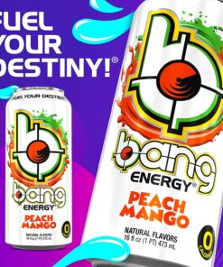 Bang Energy Drinks - 6, 16 ounce cans (Peach Mango) Peach Mango 16 Fl Oz (Pack of 6) 12 81N0UoPcLvL